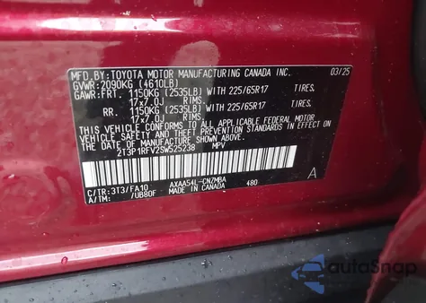 2025 Toyota Rav4 Xle from USA, damaged, VIN 2T3P1RFV2SW525238